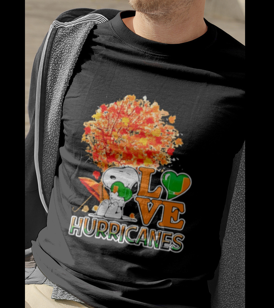 Snoopy X Miami Hurricanes NCAA Football Love Thanksgiving 2026 Autumn Tree T-Shirt