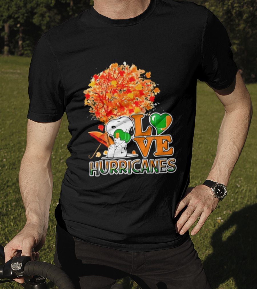 Snoopy X Miami Hurricanes NCAA Football Love Thanksgiving 2026 Autumn Tree T-Shirt