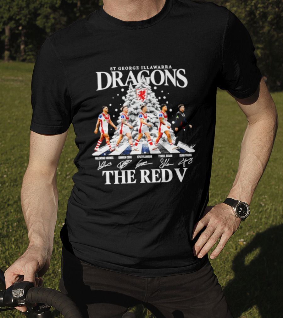 St George Illawarra Dragons NRL Christmas 2026 The Red V Players And Signatures T-Shirt