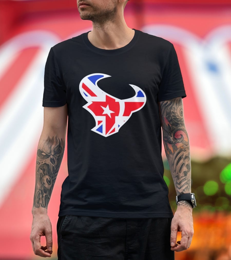 Texans British Flag Bullhead Symbol UK Team Profile T-Shirt