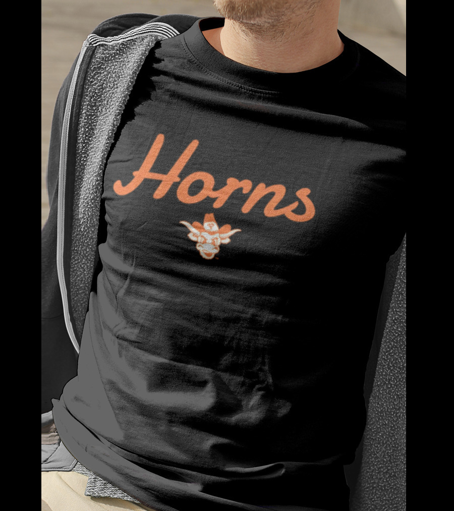 Horns Cursive Bevo Longhorn Texas Longhorns T-Shirt