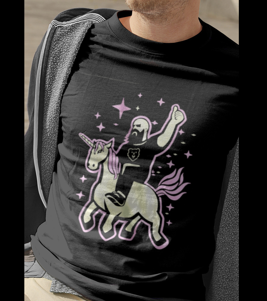 Mythic Unicorn Wrangler Bearded Man Riding Magic T-Shirt