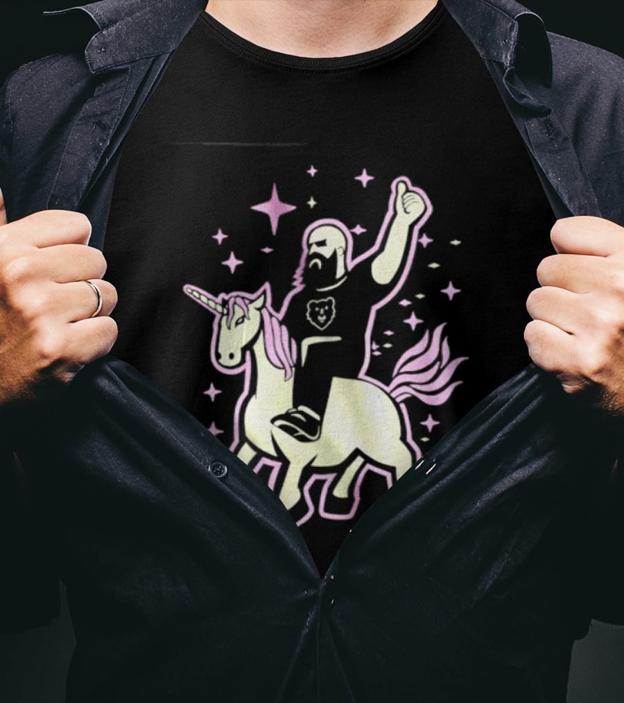 Mythic Unicorn Wrangler Bearded Man Riding Magic T-Shirt