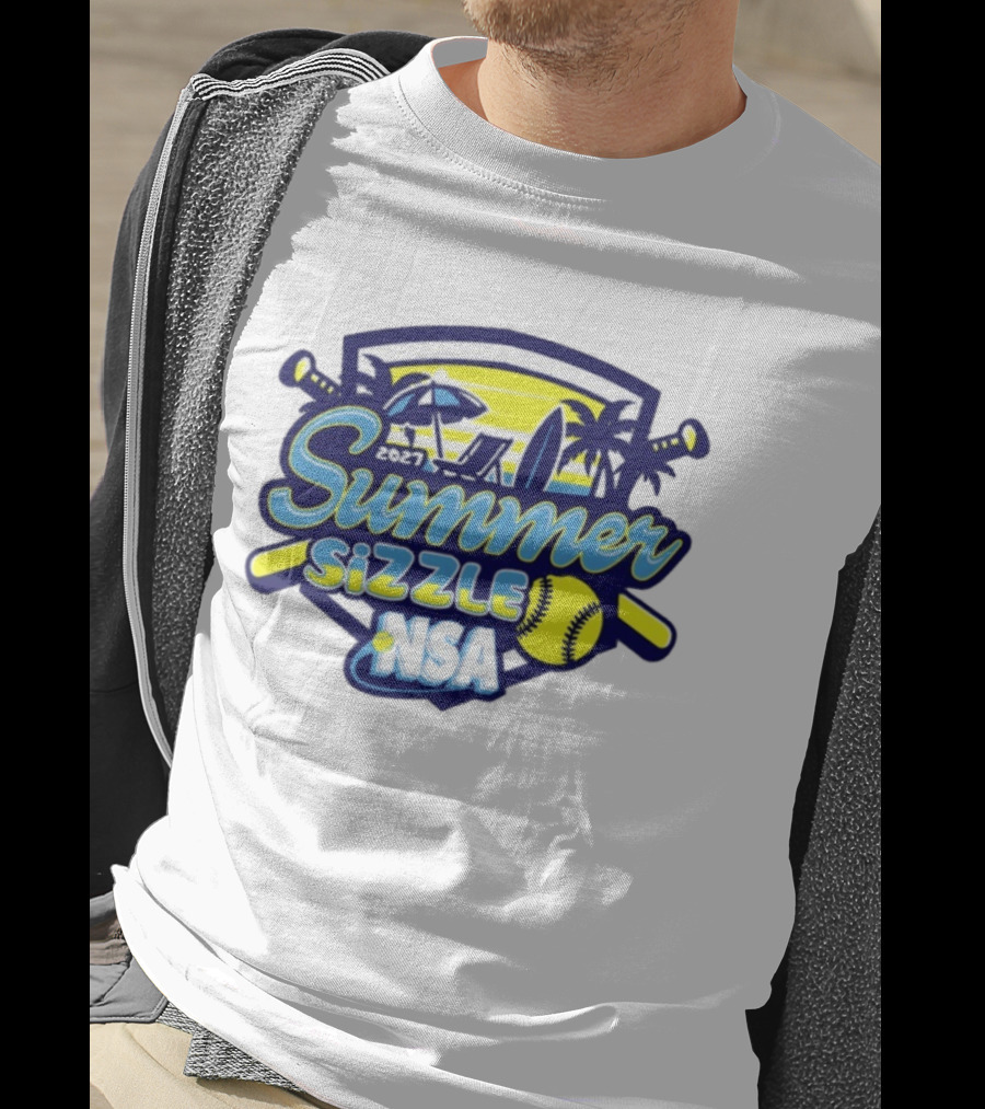 2027 Summer Sizzle NSA Fastpitch Softball Tournament Palms Beach Scene T-Shirt