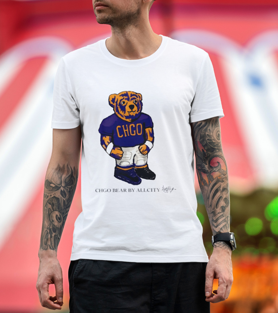 Chicago Bears CHGO Bear By AllCity Football Collaboration T-Shirt