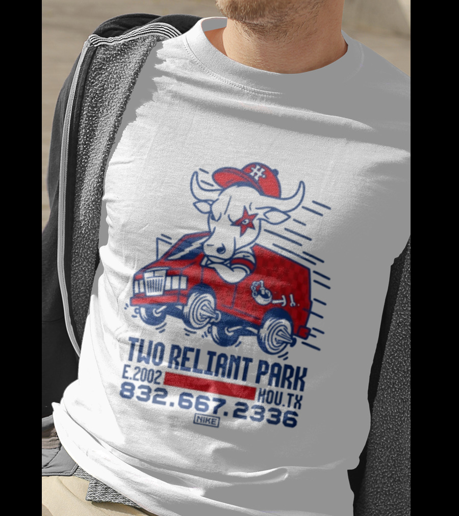Houston Texans Two Reliant Park Bull And Red Truck E 2012 MOU.TX 832.667.2336 T-Shirt
