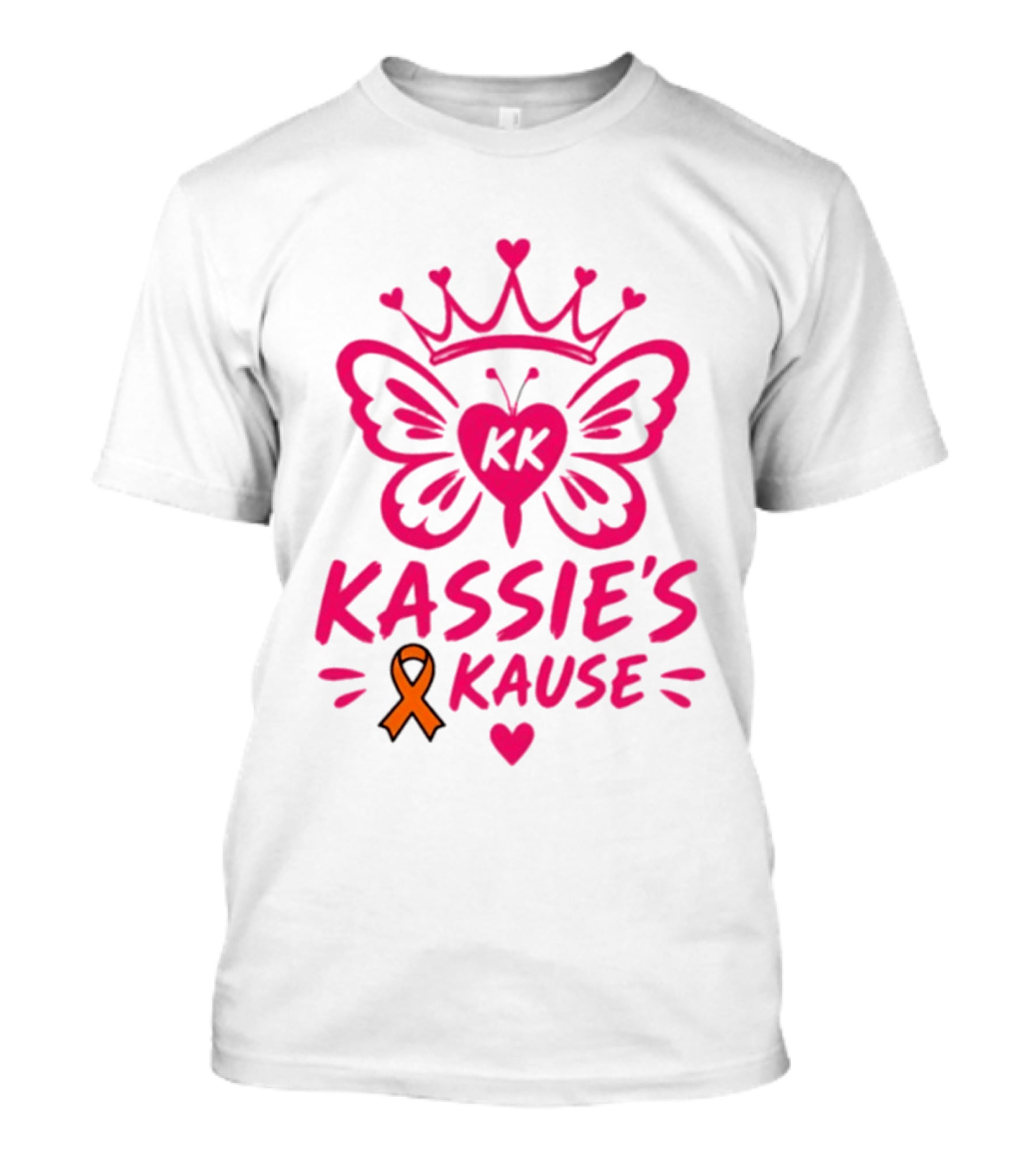 Kassie's Kause KK Butterfly Crown Orange Awareness Ribbon T-Shirt