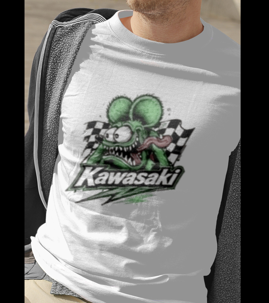 Kawasaki Racing Rat Fink Ninja For Sport Bike Enthusiasts T-Shirt
