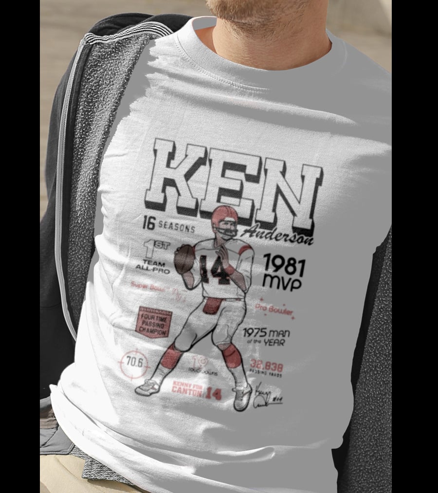 Kenny Anderson Canton Cincinnati Bengals 1981 MVP Four Time Passing Champion T-Shirt