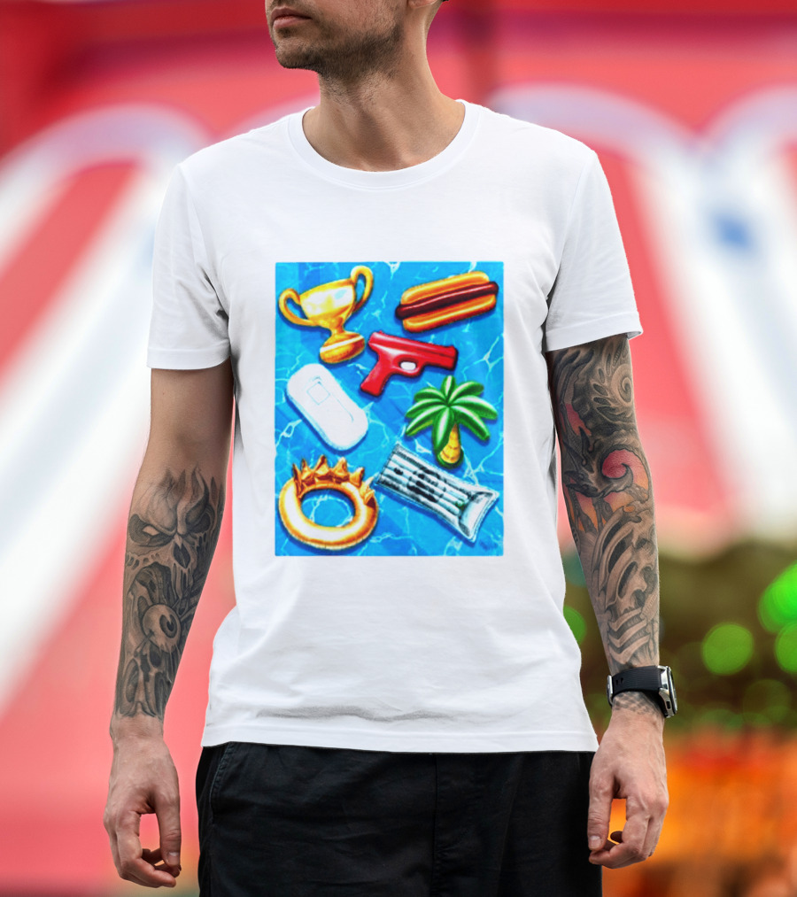 The Wynwood Walls Shop Store Leon Keer Trophy Hotdog Palm Gun Newspaper Seven Sins T-Shirt