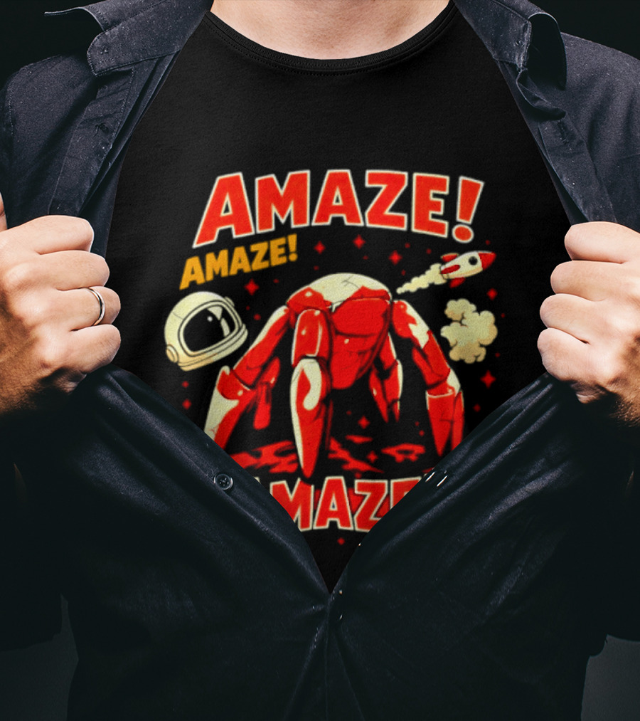 Amaze Amaze Amaze Space Crab Astronaut Rocket Helmet T-Shirt