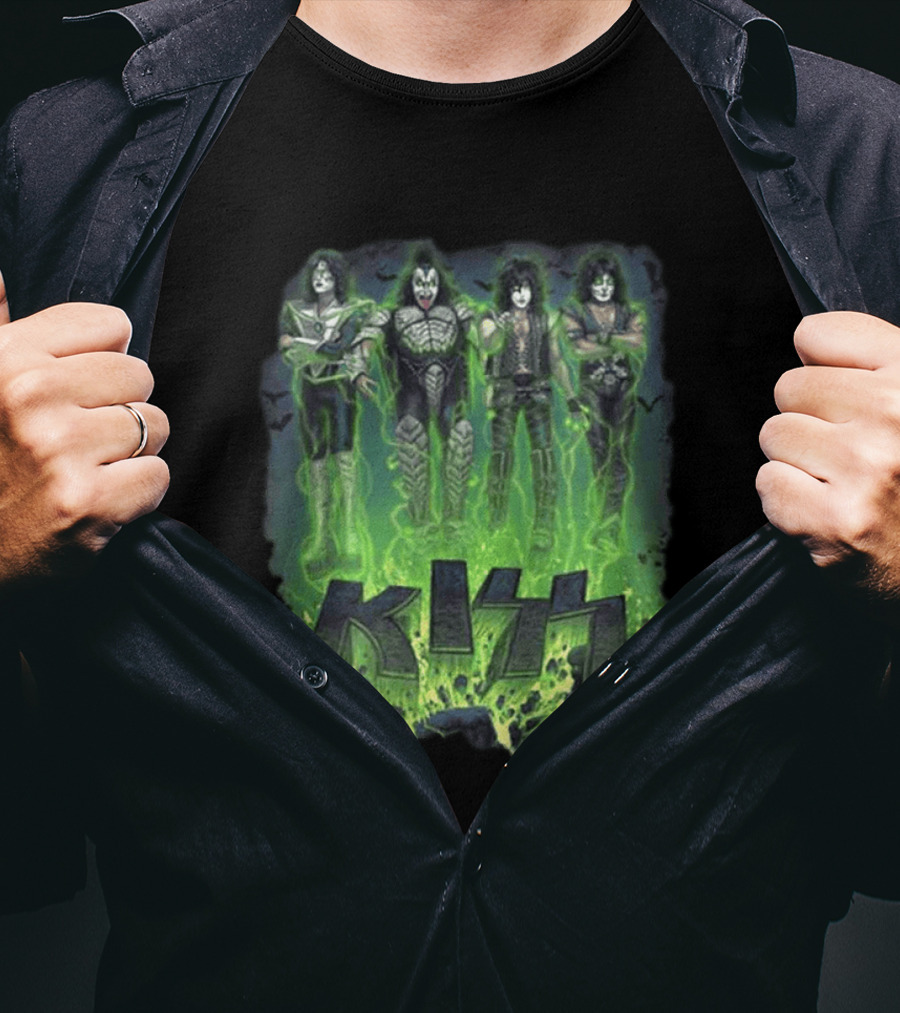 Kiss 2026 Limited Edition Halloween Bats Conjuring Green T-Shirt