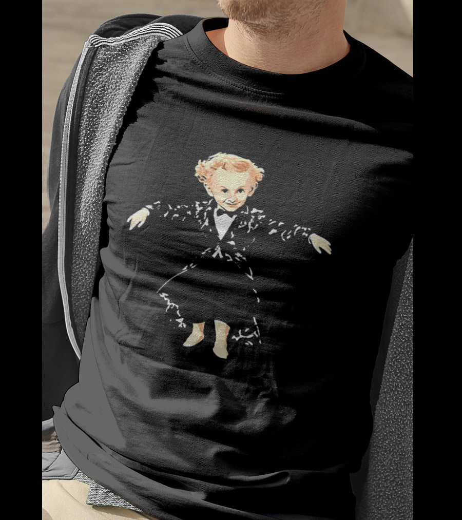 Little Gentleman Boy In Tuxedo Dancing Charming Pose T-Shirt