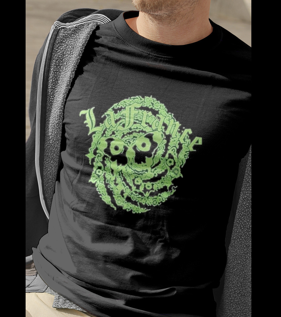 La France Green Skull Floral T-Shirt