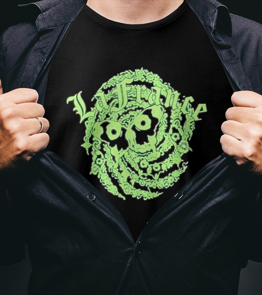 La France Green Skull Floral T-Shirt
