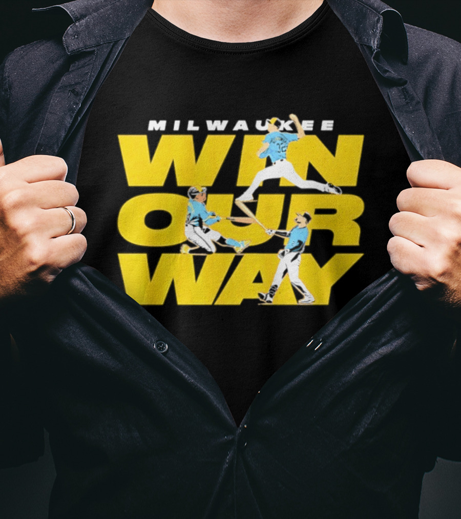 Milwaukee Win Our Way Baseball Stack T-Shirt