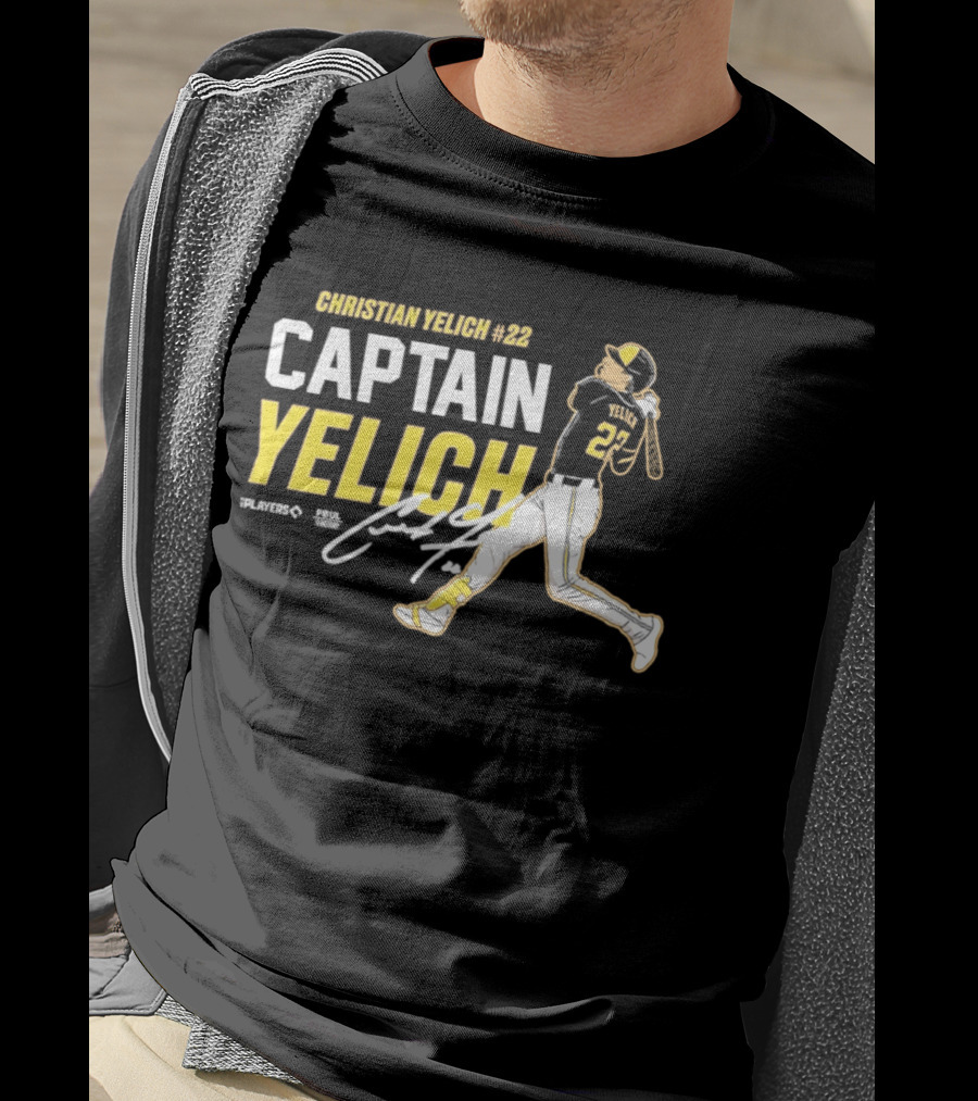 Milwaukee Brewers Christian Yelich 22 Captain Yelich Signature T-Shirt