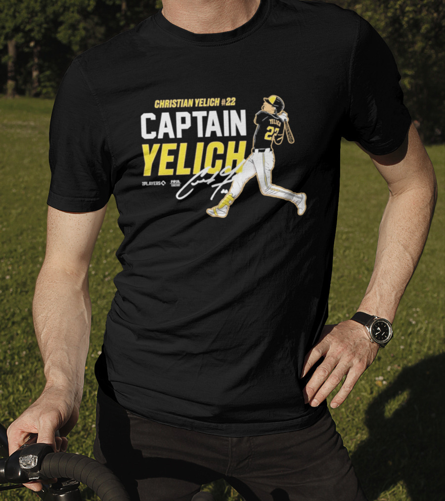 Milwaukee Brewers Christian Yelich 22 Captain Yelich Signature T-Shirt