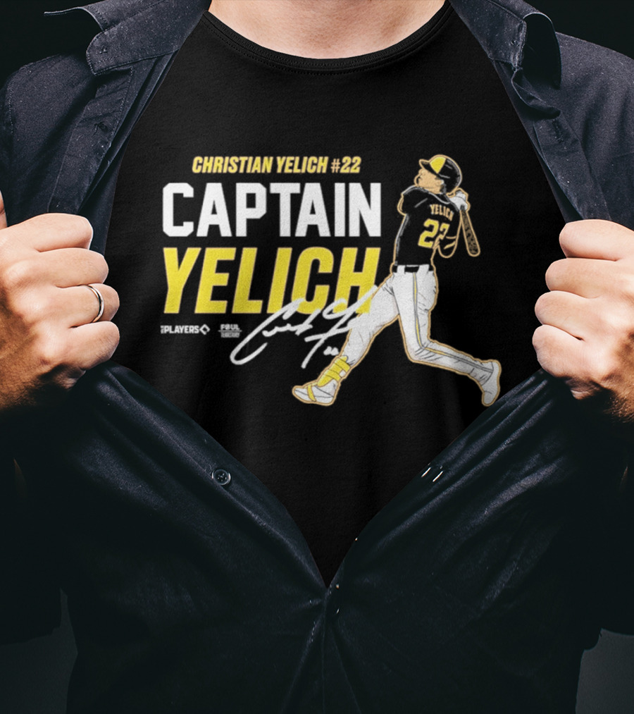 Milwaukee Brewers Christian Yelich 22 Captain Yelich Signature T-Shirt