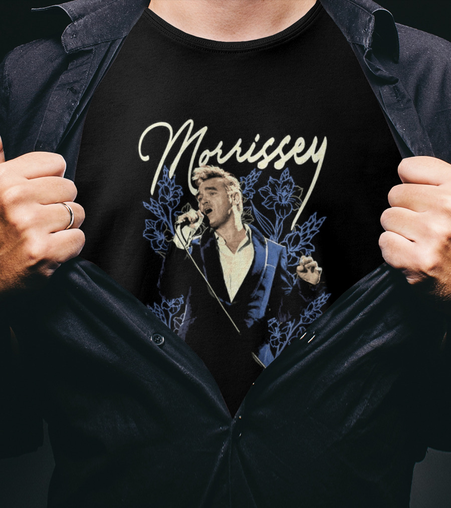 Morrissey Floral Blue Suit Portrait Tour 2026 T-Shirt