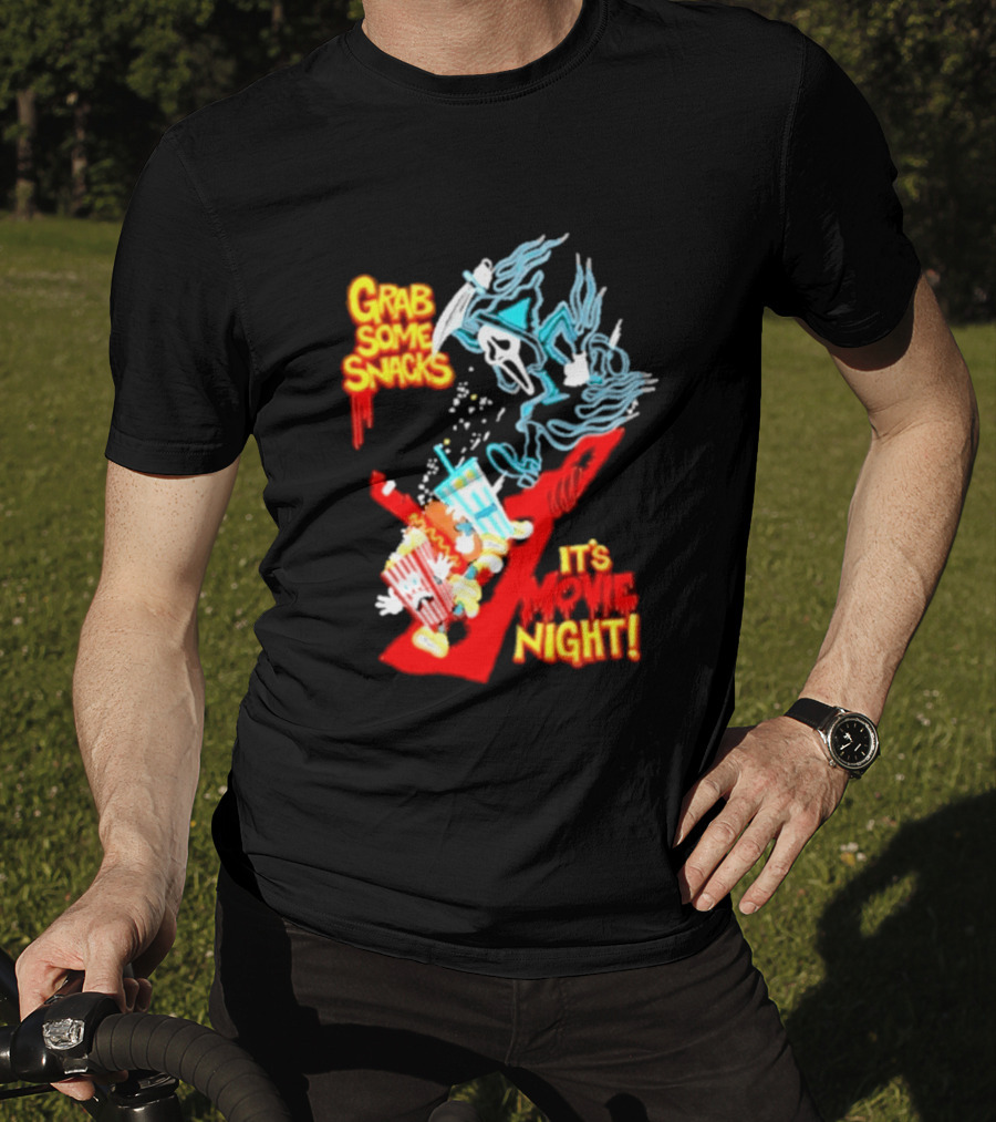 Grab Some Snacks Ghostface It's Movie Night Scream Halloween 2026 T-Shirt