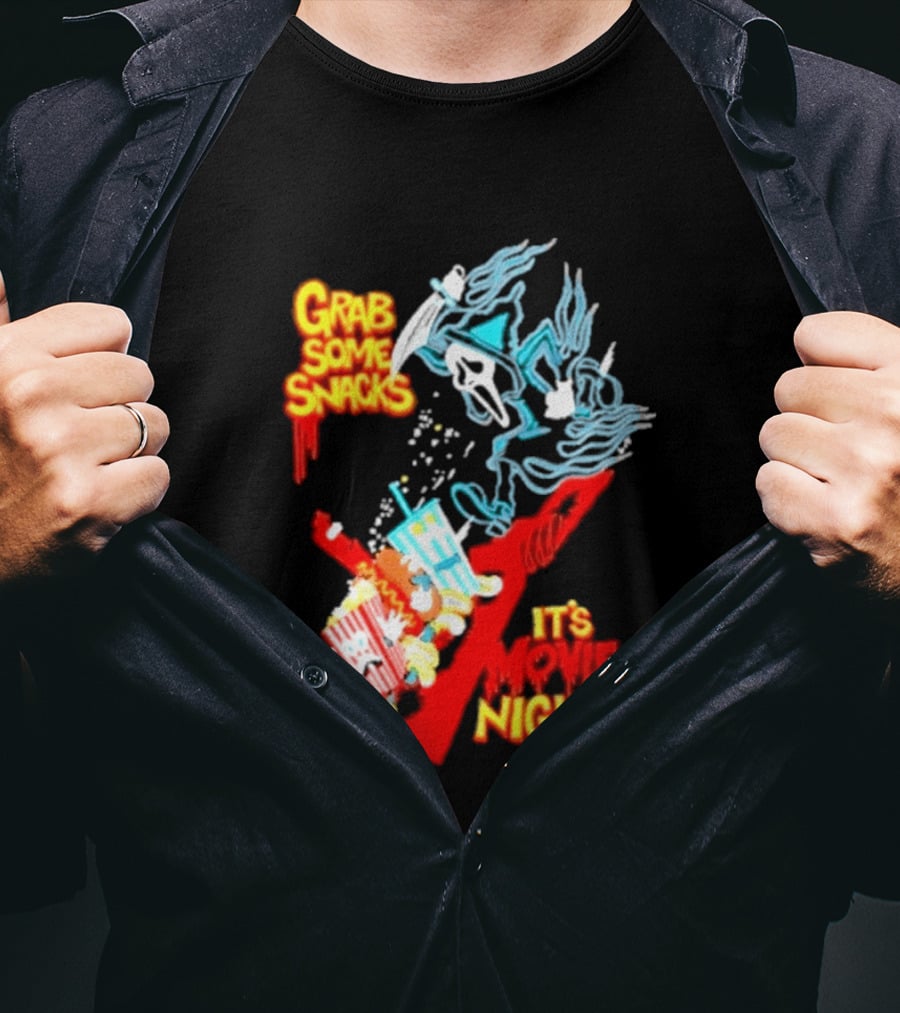 Grab Some Snacks Ghostface It's Movie Night Scream Halloween 2026 T-Shirt
