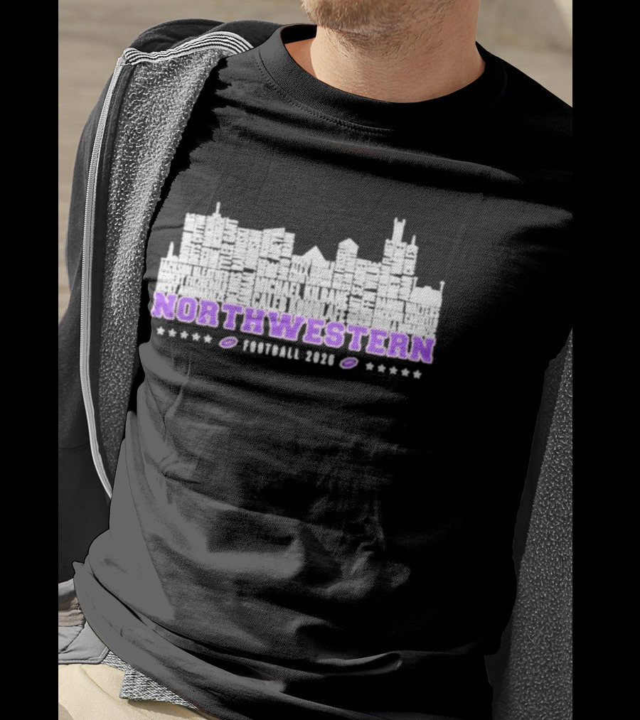 Northwestern Wildcats Football 2026 City Skyline Player T-Shirt