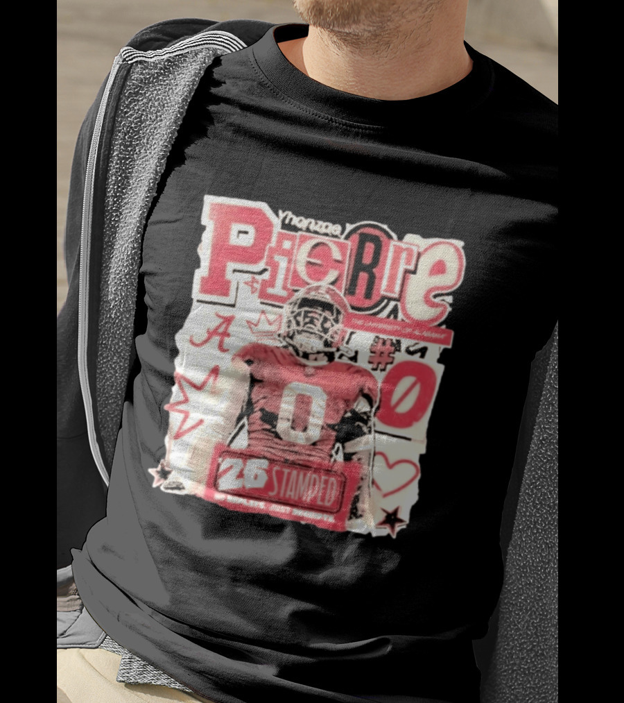 Yhonzae Pierre Alabama Crimson Tide Stamped 2026 NCAA Football #0 No Replays Just Receipts T-Shirt