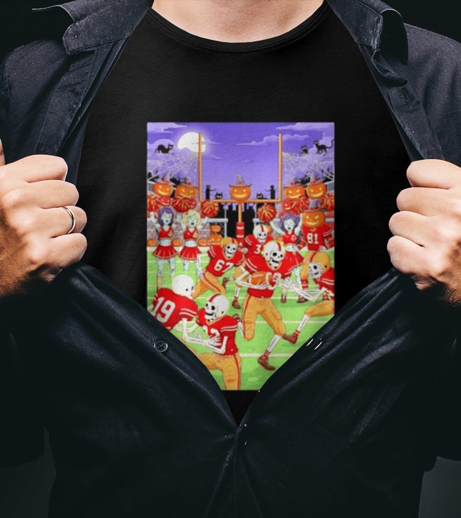 San Francisco 49ers Skeleton Zombie Halloween Football 2026 T-Shirt