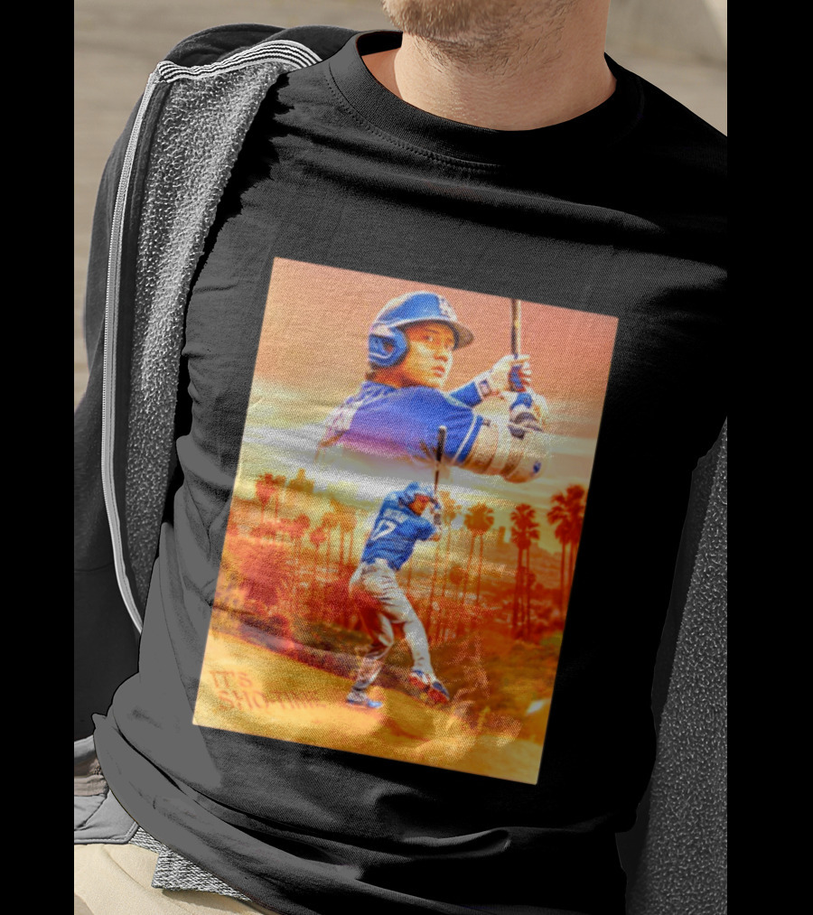 Shohei Ohtani Los Angeles Dodgers MLB It's Show Time Skyline Baseball Player T-Shirt
