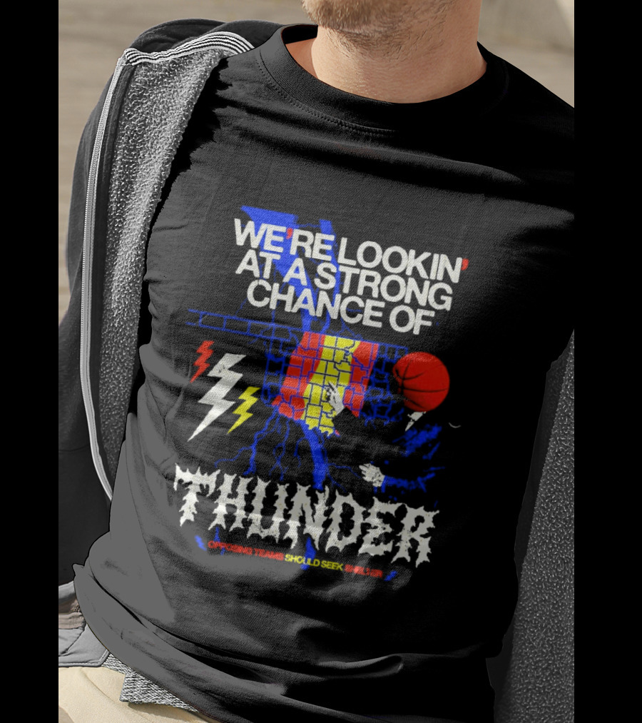 We're Lookin' At A Strong Chance Of Thunder Oklahoma Weather Map T-Shirt
