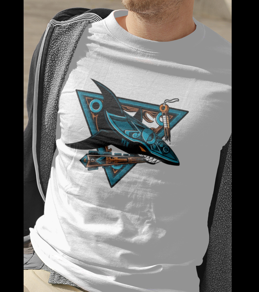 2026 San Jose Sharks Los Tiburones Geometric Tribal T-Shirt