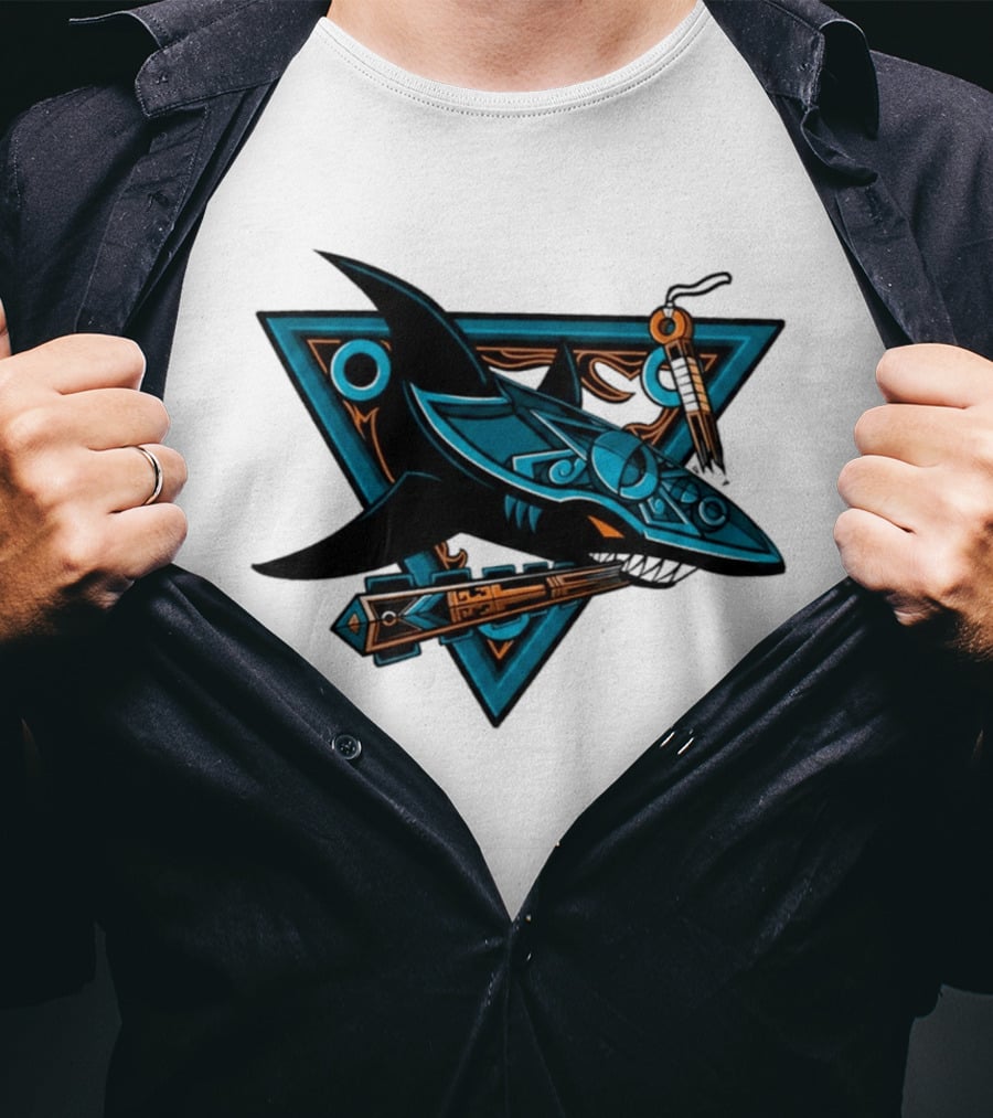 2026 San Jose Sharks Los Tiburones Geometric Tribal T-Shirt