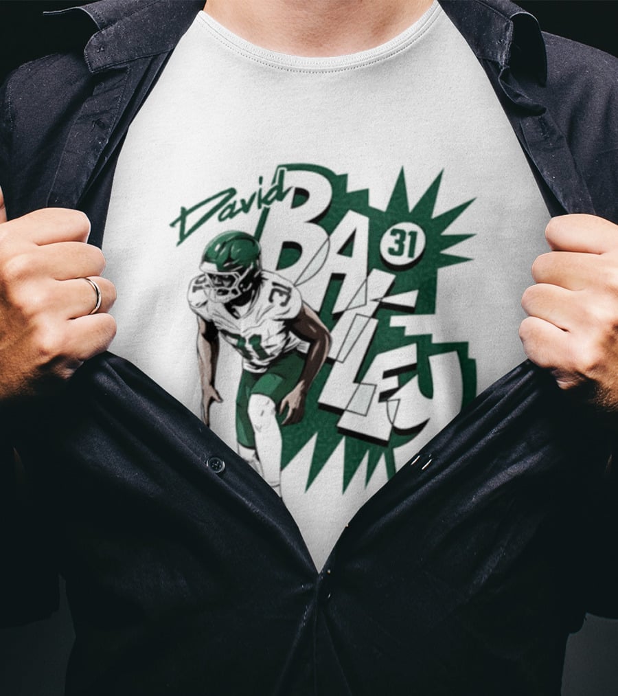 David Bailey 31 New York Jets Football Player Comic T-Shirt