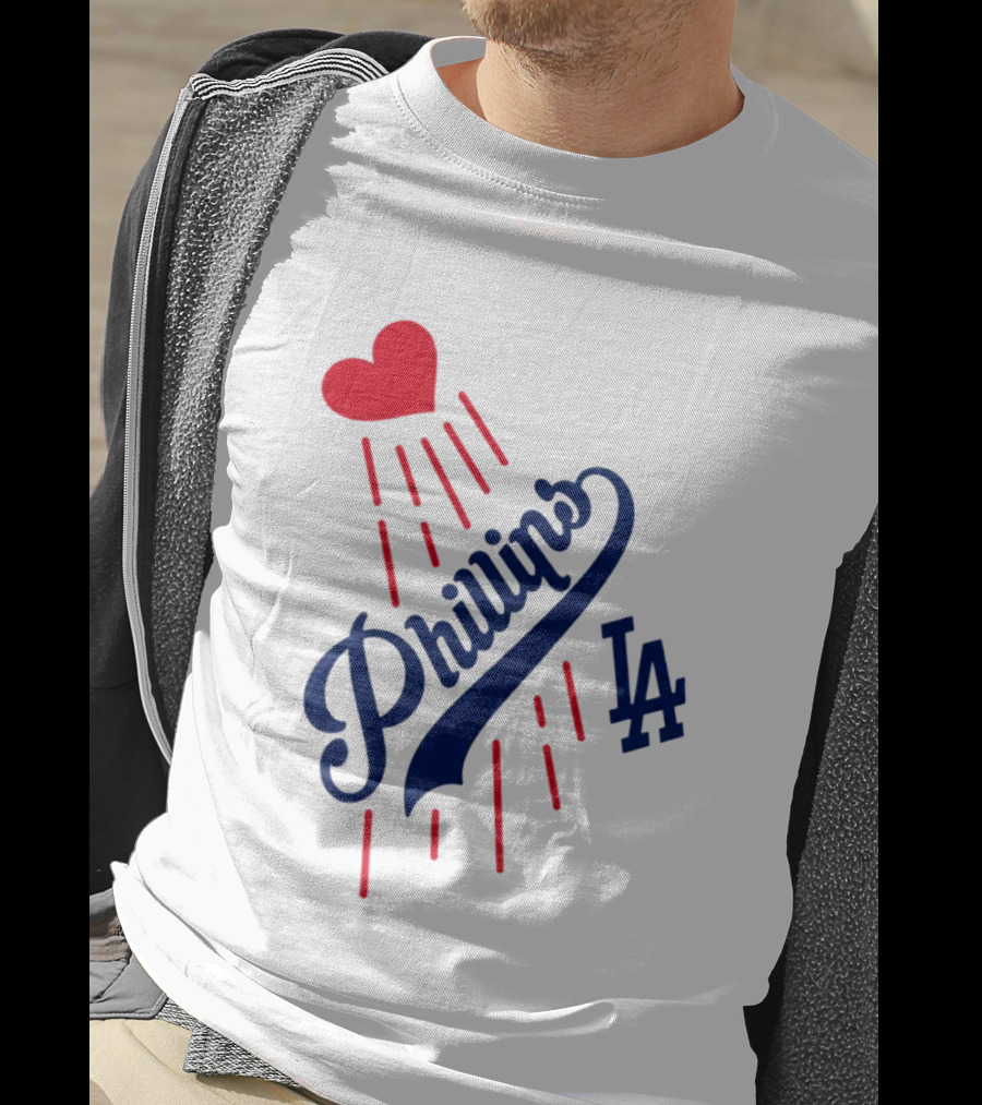 Phillies LA Love Heart Dodgers 14 T-Shirt