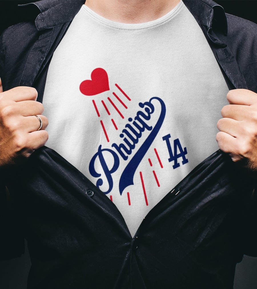 Phillies LA Love Heart Dodgers 14 T-Shirt