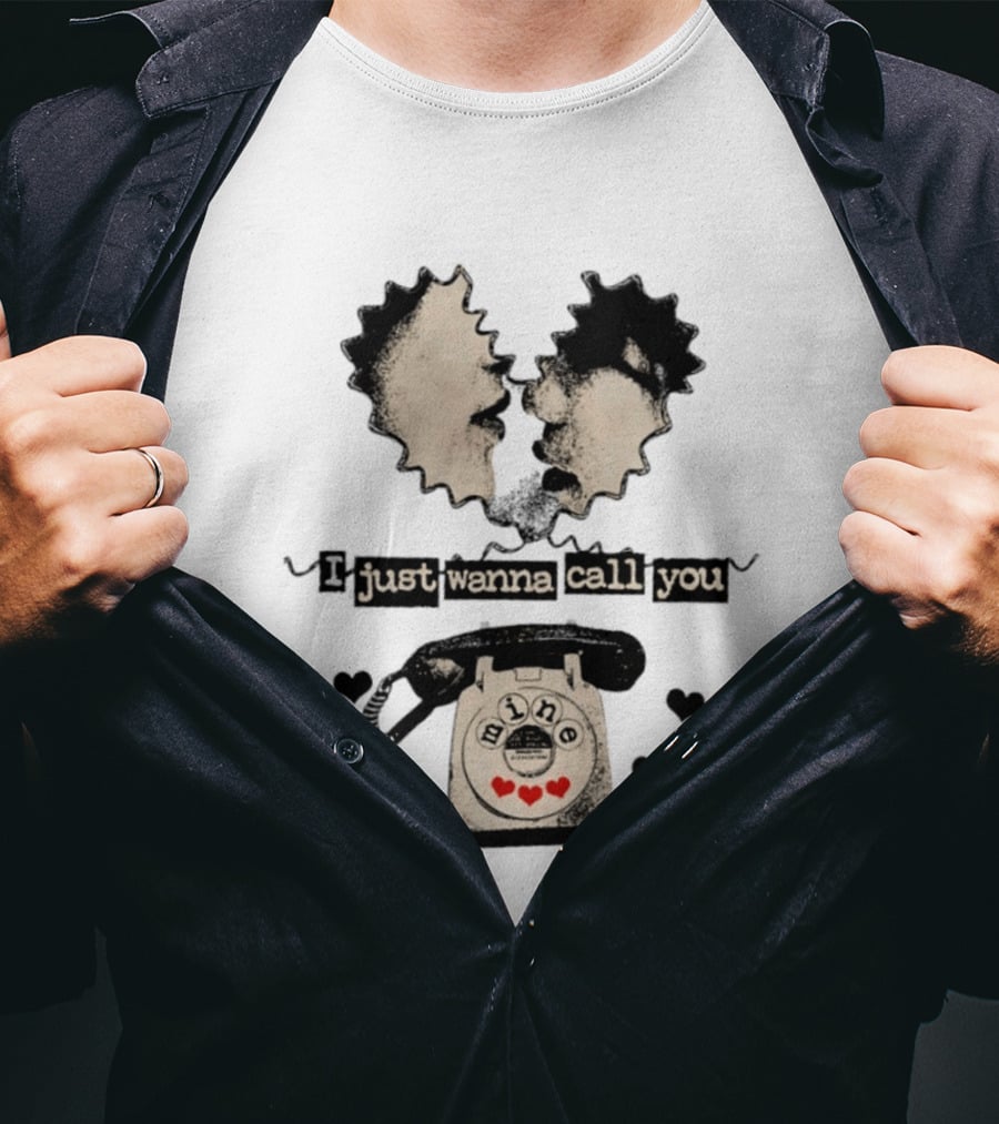 I Just Wanna Call You Mine Romantic Telephone Hearts T-Shirt