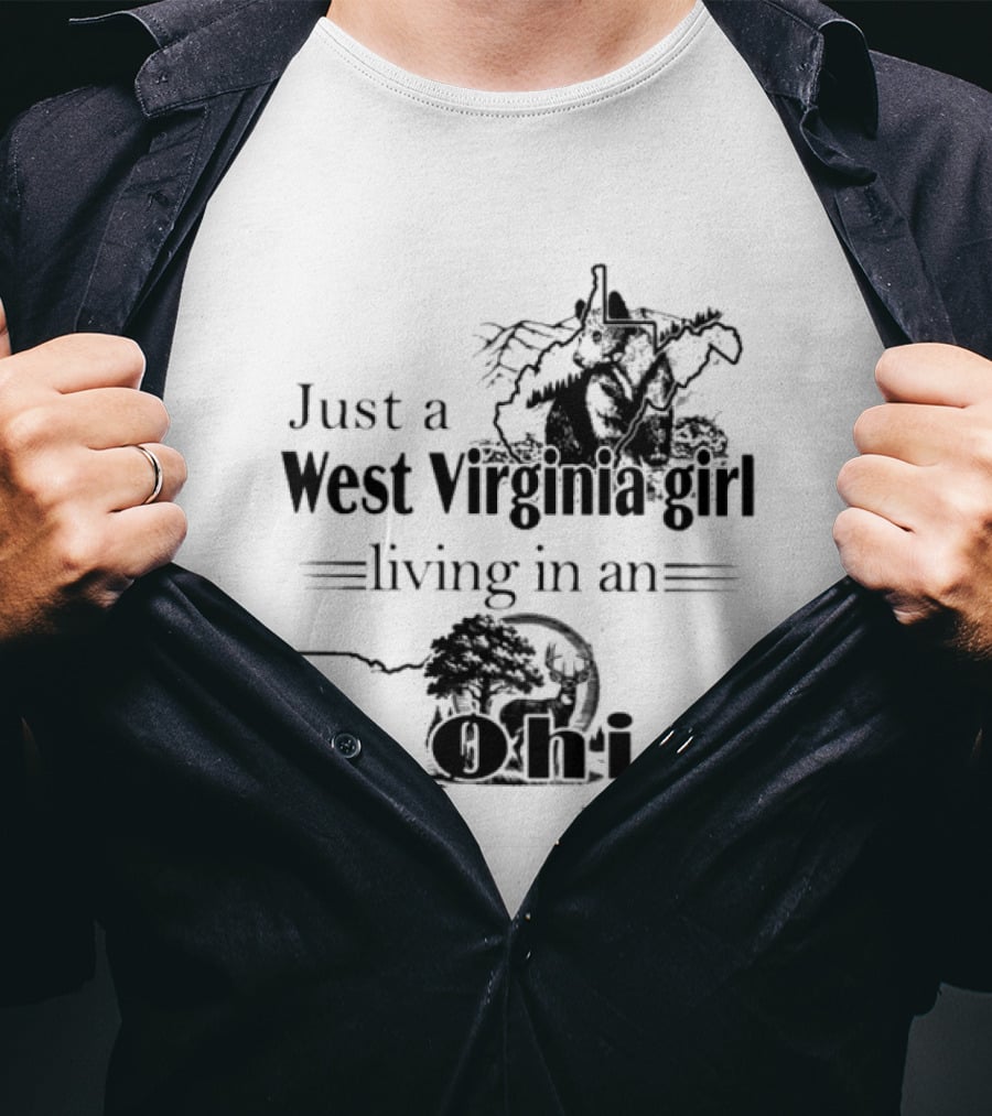 Just A West Virginia Girl Living In An Ohio World Map T-Shirt