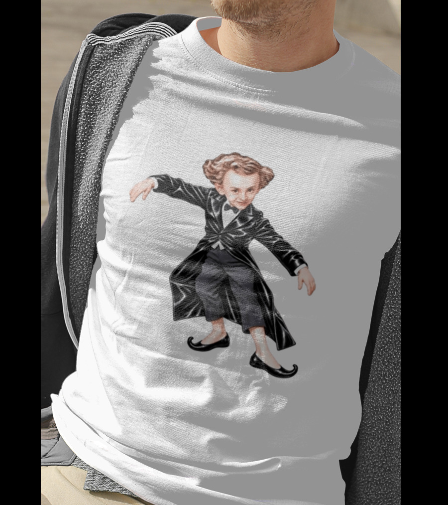 Tiptoeing Boy Black Coat Bow Tie T-Shirt