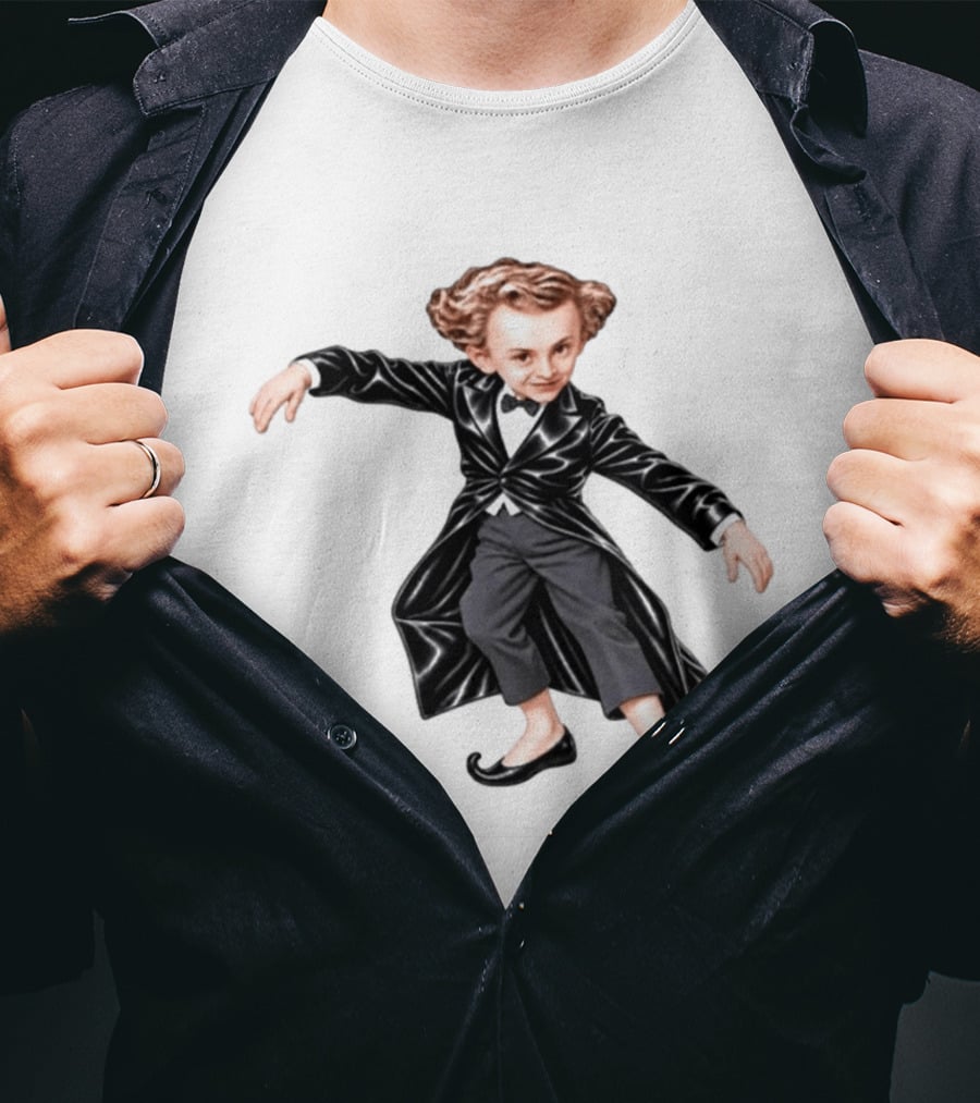 Tiptoeing Boy Black Coat Bow Tie T-Shirt