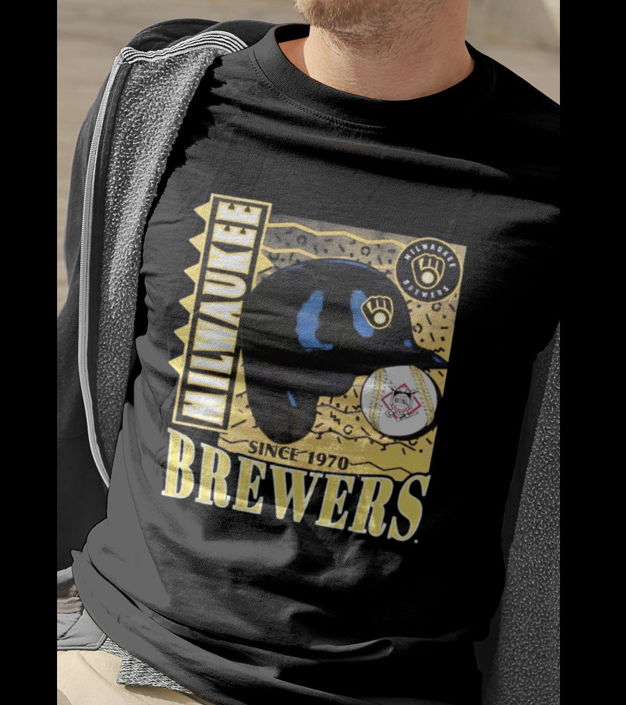 Milwaukee Brewers Baseball Helmet Since 1970 T-Shirt