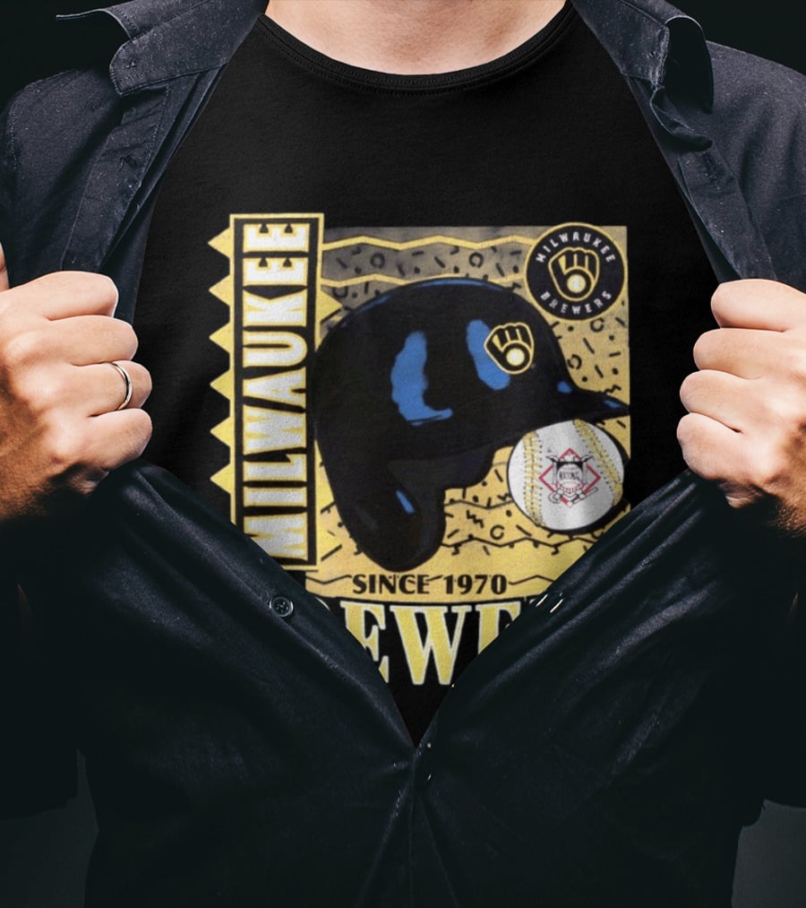 Milwaukee Brewers Baseball Helmet Since 1970 T-Shirt