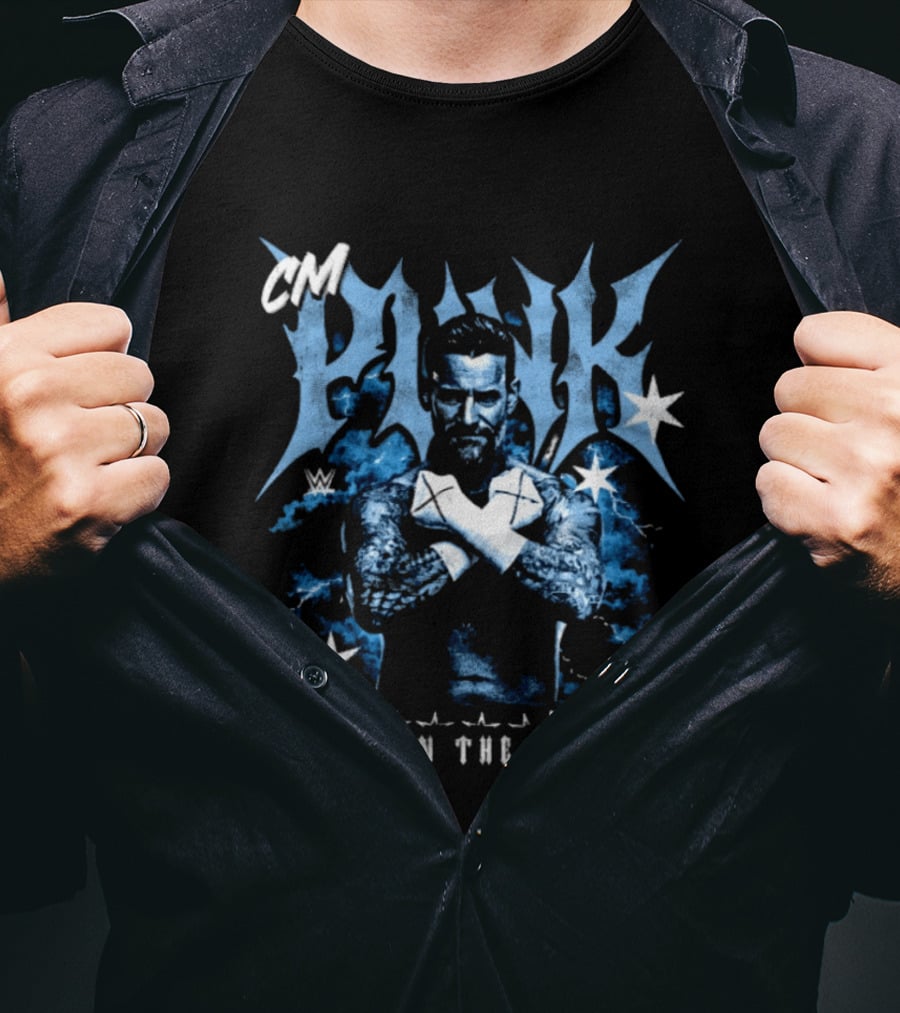 CM Punk WWE Best In The World Monochrome Blue Stars T-Shirt