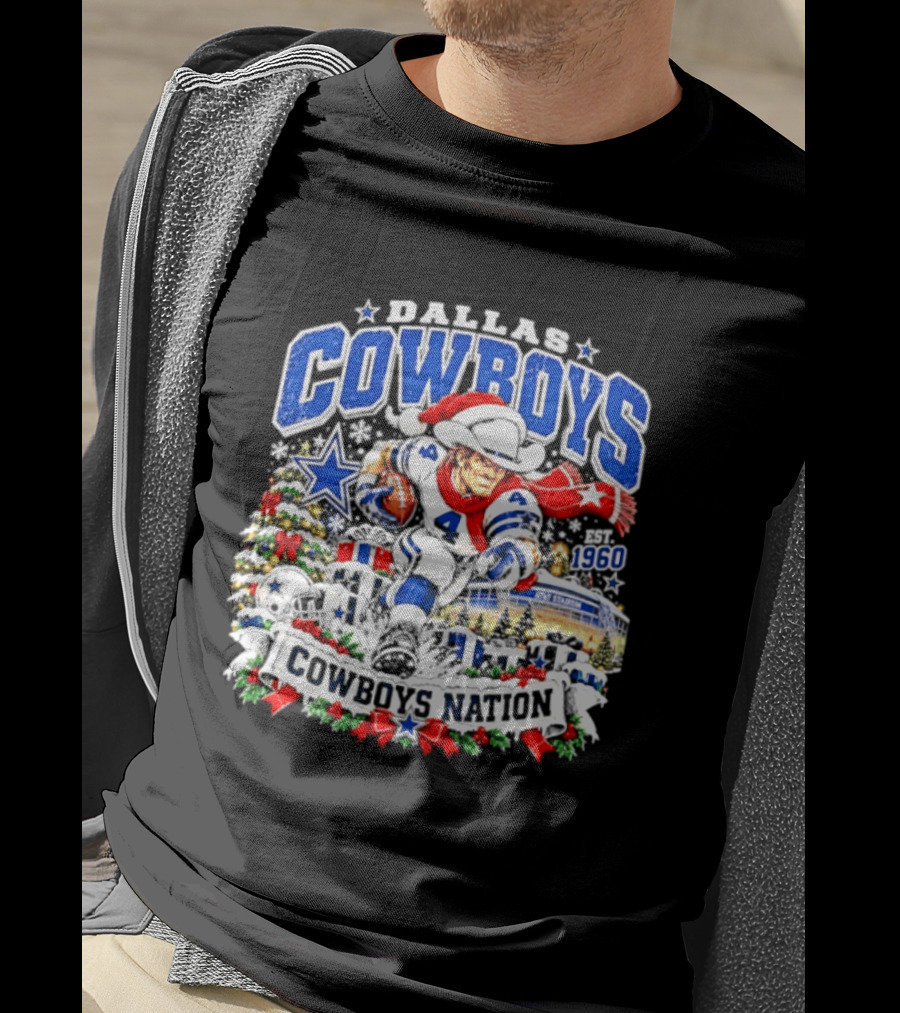 Dallas Cowboys Santa 1960 AT&T Stadium Christmas Cowboys Nation T-Shirt