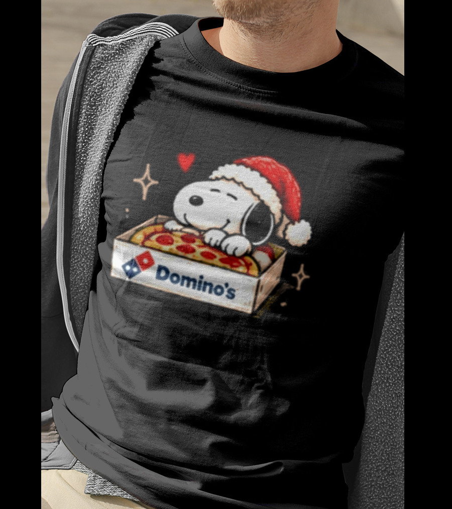Dominos Pizza Snoopy Christmas Santa Hat Pizza Lovers T-Shirt