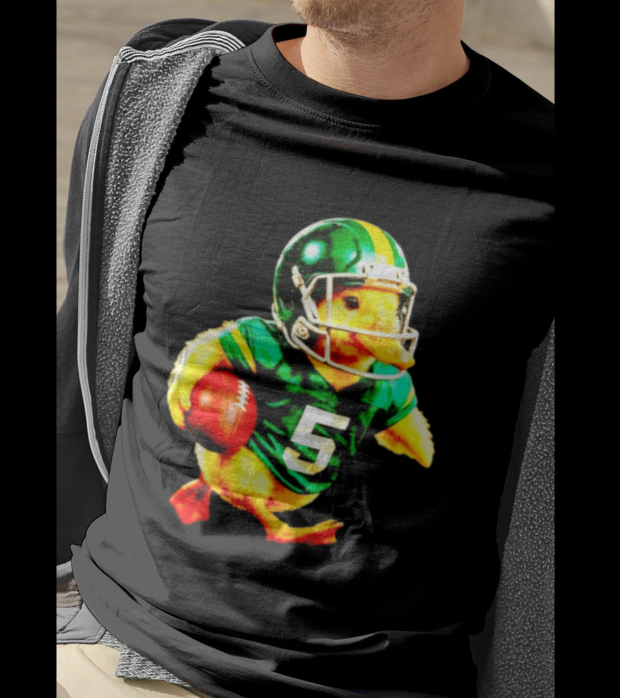 Oregon Ducks Football Duck Wearing Helmet And Jersey Number 5 T-Shirt