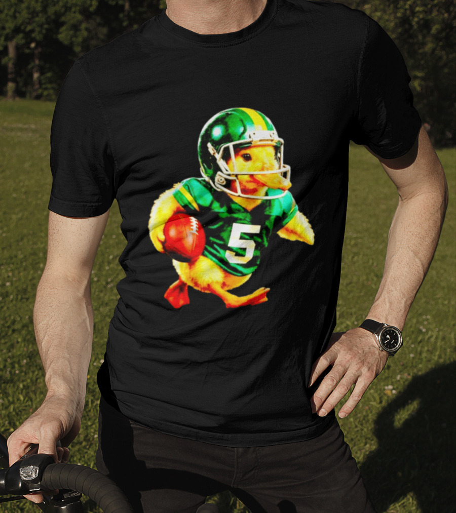 Oregon Ducks Football Duck Wearing Helmet And Jersey Number 5 T-Shirt