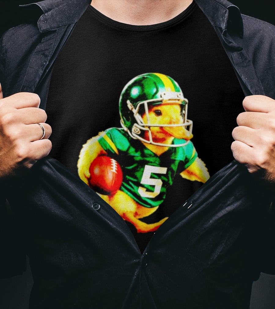Oregon Ducks Football Duck Wearing Helmet And Jersey Number 5 T-Shirt