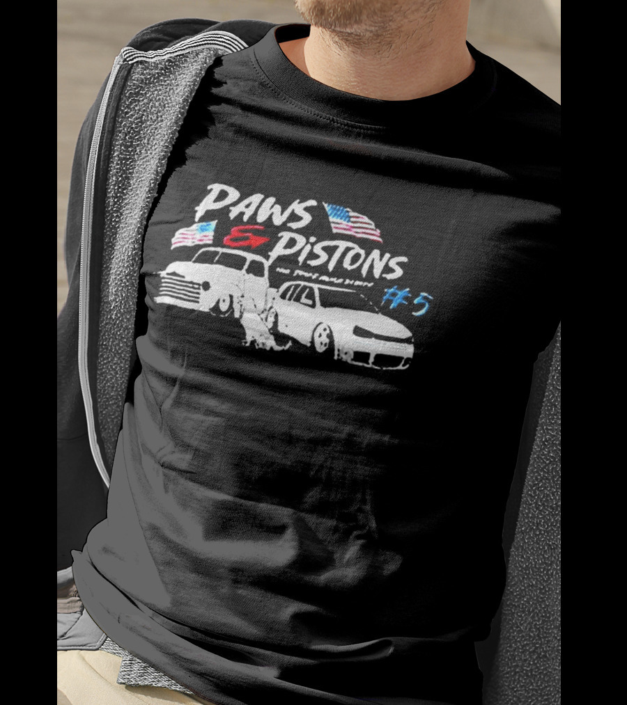 Paws And Pistons American Flag Cars #5 T-Shirt