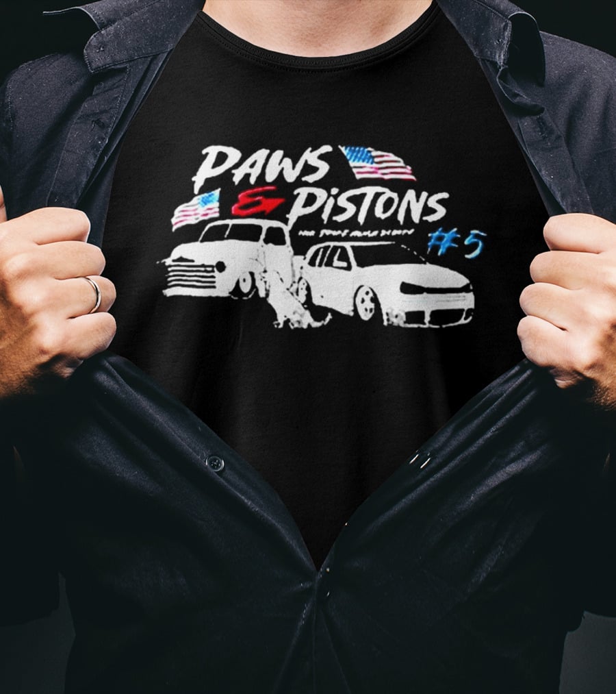 Paws And Pistons American Flag Cars #5 T-Shirt